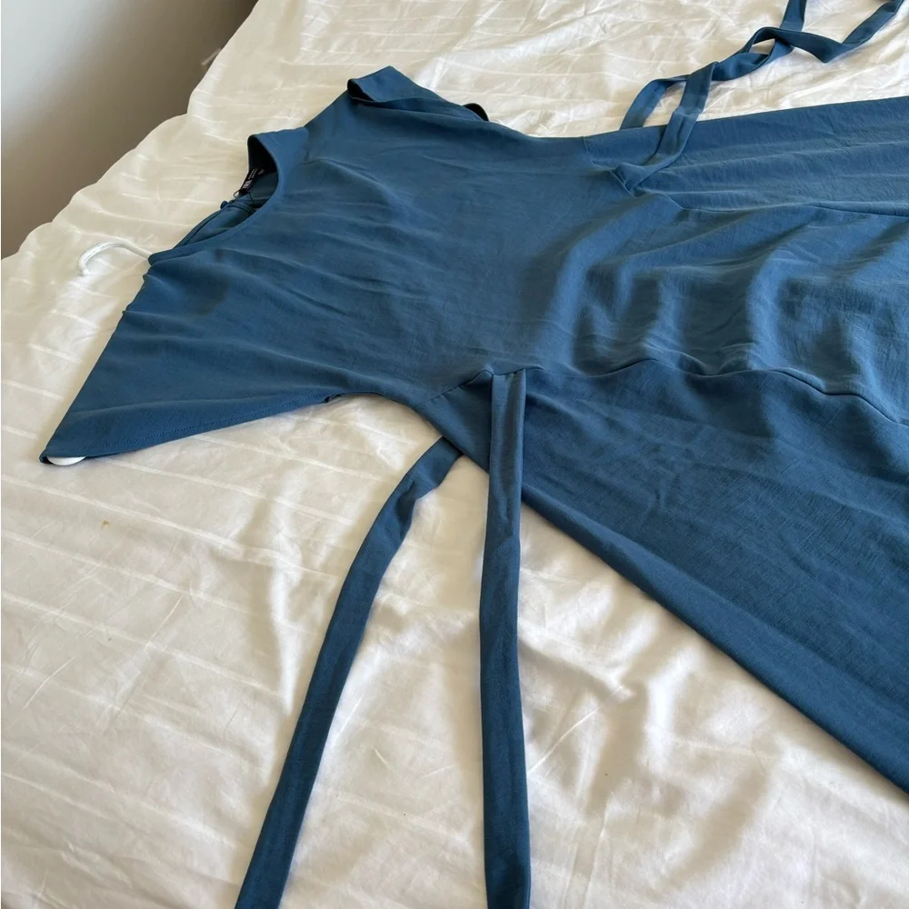 Zara Teal Maxi Dress with Tie Waist - Picture 6 of 7